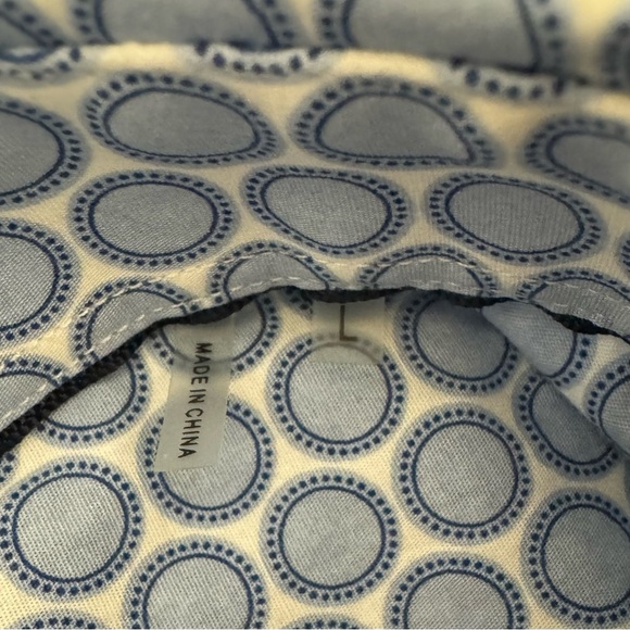 Bugatchi Men Shaped Fit Long Sleeve Button Down Blue Poka Dot Shirt Size Large - Picture 8 of 9